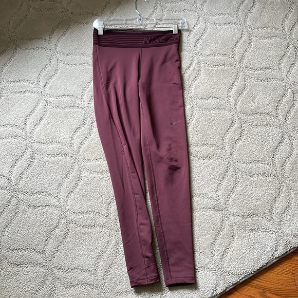 Nike Dri-fit burgundy crush running tights leggings size s - Picture 1 of 8